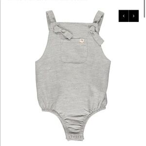 Me & Henry cotton bubble taupe overall snap onesie